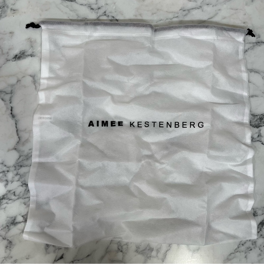 Aimee Kestenberg Natural Straw Shoulder Bag with White Trim - Picture 13 of 16